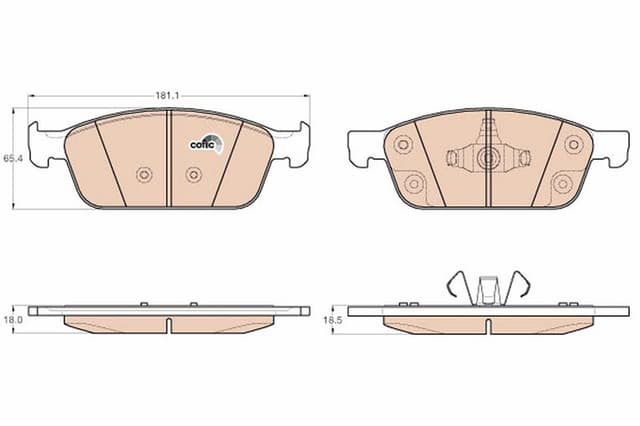 TRW ON FREN BALATASI FOCUS III 14 C-MAX 06 11 10 03 KUGA 08 CONNECT TC7 13 MAZDA 3 03 MAZDA 5 10 VOLVO S40 04 V40 12 V50 04 C30 06 C70 05 OEM: 1775091-BV612K021AC - TRW GDB2009 kodlu oto yedek parça