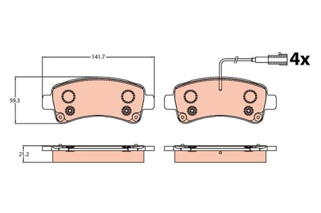 TRW DİSK FREN BALATASI ARKA JUMPER 2.0D/2.2D3.0D 04/06 DUCATO 40 2.3D-BOXER 2.0D/2.2D/3.0D OEM: 77367094-1612434080 - TRW GDB2106 kodlu oto yedek parça