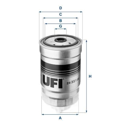 UFI YAKIT FİLTRESİ ASTRA-CORSA-VECTRA-TRAFFIC-BOXER-PALIO-DUCATO1.7-1.9-2.4-2.5D-ACCENT-ERA-GETZ 1.5CRDİ OEM: 1902138-1930010-L319222B900-813041 - UFI 2435100 kodlu oto yedek parça