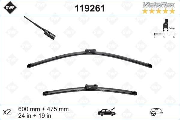 VALEO SİLECEK SÜPÜRGESİ ÖN TAKIM GOLF6-JETTA-PASSAT 600 x 480 mm OEM: 3AB998002-5C7998002-5K7998002 - VALEO 119261 kodlu oto yedek parça