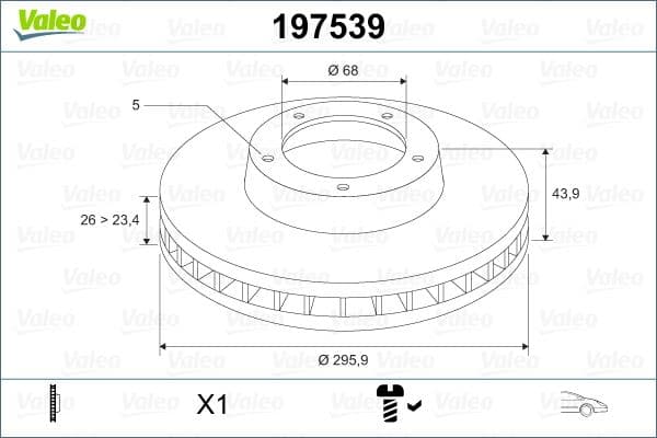 VALEO ÖN FREN AYNASI RENAULT LAGUNA III 07 15 MEGANE III 09 15 SCENIC III 09 16 LATITUDE 11 FLUENCE 12 296x26 HAVALI 5 DELİK 402060002R-402066813R-402066949R OEM: 402060002R-402066813R-402066949R - VALEO 197539 kodlu oto yedek parça