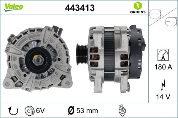 VALEO ALTERNATOR 180 A 14 V DEFENDER L663 RANGE ROVER EVOQUE L551 L538 R.R VELAR L560 JAGUAR E-PACE X540 F-PACE X761 XE X760 XF II X260 XF SPORTBRAKE X260 OEM: LR079255-T2H18582-LR095232 - VALEO 443413 kodlu oto yedek parça