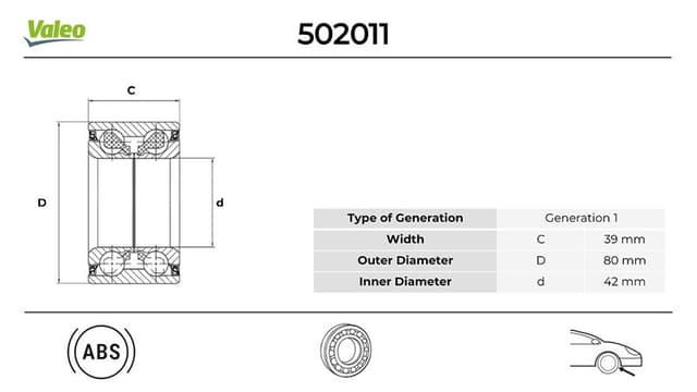 VALEO ÖN TEKER RULMANI ABS Lİ RENAULT MEGANE III 09> FLUENCE 09> MEGANE IV 15> SCENIC III 09> DACIA DUSTER 10> DOKKER 12> LODGY 12> 1.0TCe 1.2TCe 1.3TCe 1.5dCi 1.6dCi 2.0 42x80x39 OEM: 402107049R-6040145834-402108022R - VALEO 502011 kodlu oto yedek parça