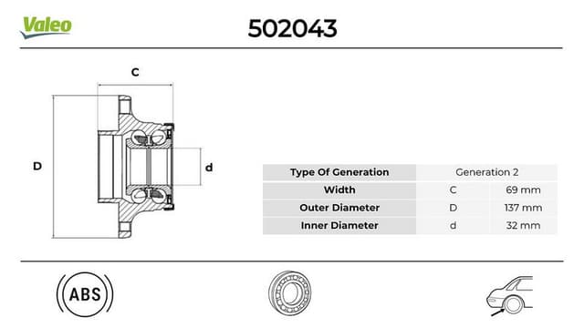 VALEO ARKA TEKERLEK PORYASI AUDI A3 1.6 2003.06 2007.09 OEM: 1T0598611-1T0598611A-1T0598611B - VALEO 502505 kodlu oto yedek parça