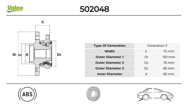 VALEO ON/ARKA TEKERLEK PORYASI VW California 1.9 2007.05 2009.11 OEM: 7H0498611-7L0498611-7H0401611E - VALEO 502517 kodlu oto yedek parça