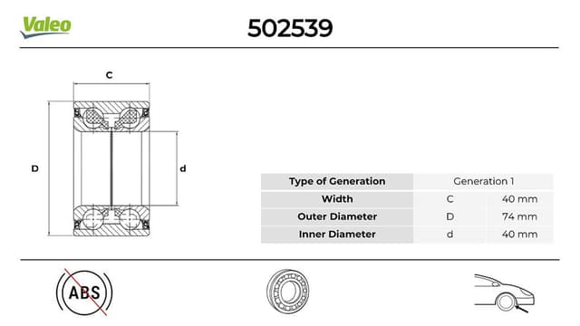 VALEO ON TEKERLEK RULMANI KIT VW Golf 1.6 1999-08-2007-03> OEM: 1J0498625A-0K20133047-B45533047D - VALEO 502539 kodlu oto yedek parça