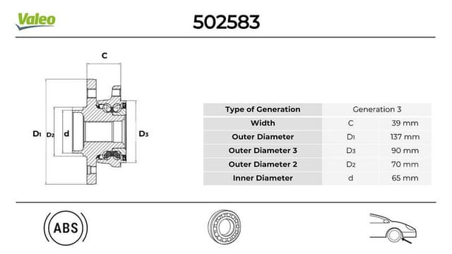 VALEO ÖN TEKER PORYASI ASTRA H-ZAFIRA B 04 1.7 CDTI 1.9 CDTI 16V 2.0 TURBO 5 DELİK ABS Lİ OEM: 1603841-93188477-13231678 - VALEO 502583 kodlu oto yedek parça