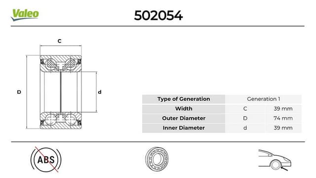 VALEO ÖN TEKER RULMANI ASTRA F VECTRA A VECTRA B OMEGA B 91-03 39x74x39 OEM: 96995000-1603196-90510542-94535982 - VALEO 502594 kodlu oto yedek parça