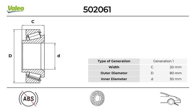 VALEO ÖN TEKER RULMANI BOXER 94-02 JUMPER 94-02 DUCATO 82-90 J5 83 1.9D-2.0-2.5TD-2.8HDI 80x50x20 1400kg OEM: 3350.21-3326.27-71714450 - VALEO 502656 kodlu oto yedek parça