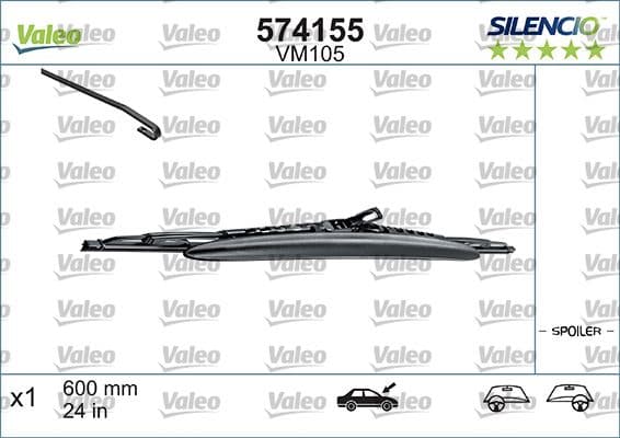 VALEO x SİLECEK SILENCIO SPOİLERLİ 60cm x1 VM105 SOL TARAF SAFRANE BTM600S-2 OEM: BTM600S-2 - VALEO 574155 kodlu oto yedek parça