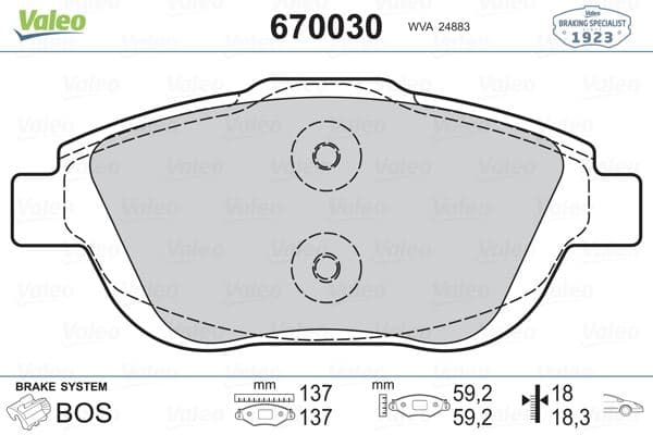 VALEO ÖN FREN BALATASI CORSA F 19 CROSSLAND 17 MOKKA 20 C3 II-III-AIRCROSS 09 C4 14 208 19 2008 19 DS3 15 15 İNÇ 283mm 1647863580-1617293780-3649095 OEM: 1647863580-1617293780-3649095 - VALEO 670030 kodlu oto yedek parça