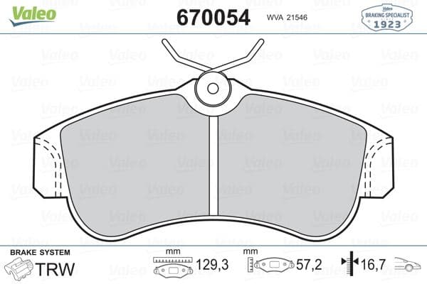 VALEO ÖN BALATA ALMERA II N16 1.5 1.8 2.0Dİ 00 1.5DCİ 03 PRIMERA P10 1.6 2.0GT 90-96 P11 1.6 OEM: 410604M526-410604M525-410602F027 - VALEO 670054 kodlu oto yedek parça