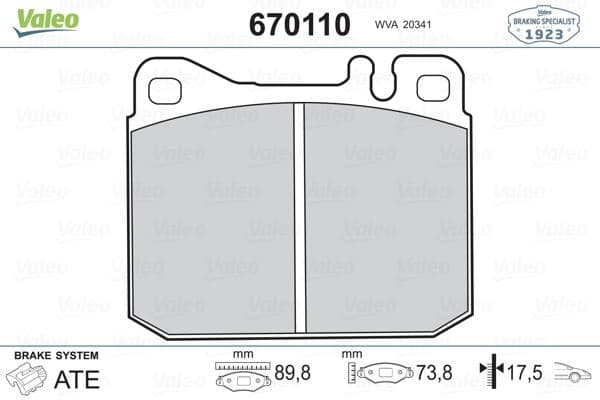 VALEO FREN BALATASI ON MERCEDES W123 C123 W126 C126 R107 A0014209920 OEM: A0014209920 - VALEO 670110 kodlu oto yedek parça