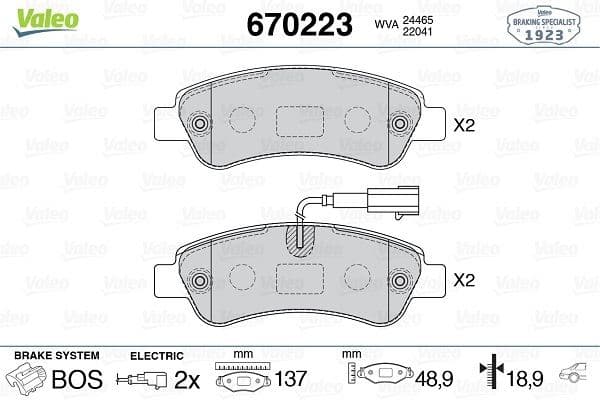 VALEO ARKA FREN BALATASI FİŞLİ BOXER-JUMPER-DUCATO 06 OEM: 1673603480-1614412180-77366679 - VALEO 670223 kodlu oto yedek parça