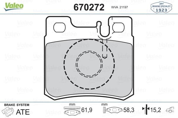 VALEO FREN BALATASI ARKA MERCEDES W201 W202 W210 W124 R170 A0054201720 OEM: A0054201720 - VALEO 670272 kodlu oto yedek parça