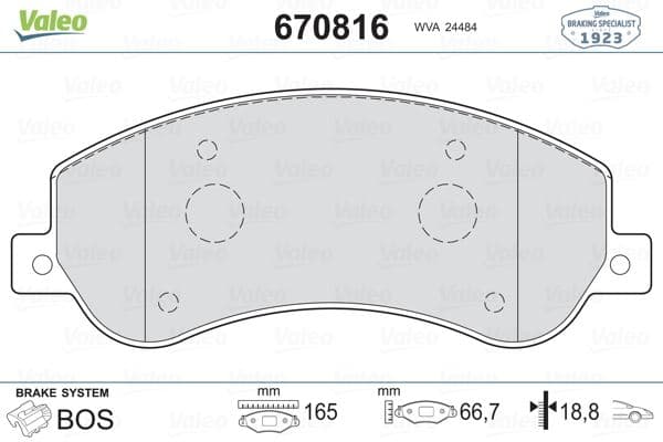 VALEO ON FREN BALATASI TRANSIT V348 06 14 A.CEKER 11 / VW AMAROK 2.0TDI 10 FİŞLİ OEM: 6C112K021B9A-1371402-2H0698151 - VALEO 670816 kodlu oto yedek parça