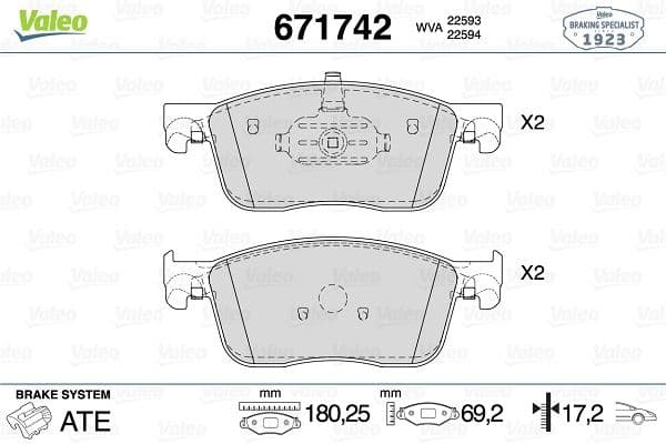 VALEO ÖN FREN BALATASI FIAT DOBLO 23 ZAFIRA LIFE 19 VIVARO C 19 JUMPY III 16 EXPERT 16 TOYOTA PROACE 16 304 mm OEM: 1613260780-1680791780-155253709 - VALEO 671742 kodlu oto yedek parça