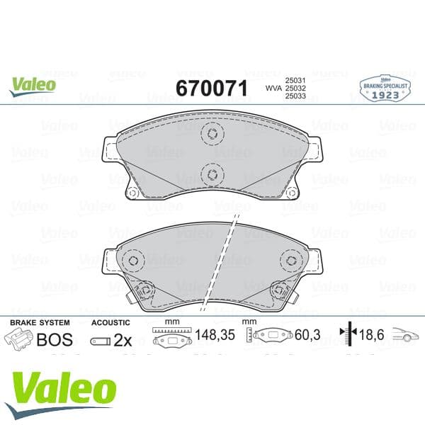VALEO ÖN BALATA 15 INC ASTRA J 1.3 CDTI-1.4-1.4 TURBO-1.6 1.7 CDTİ 2.0CDTİ 10 AVEO 11 CRUZE 11 OEM: 95530019-1605169-1605261-13412272 - VALEO 9001047 kodlu oto yedek parça