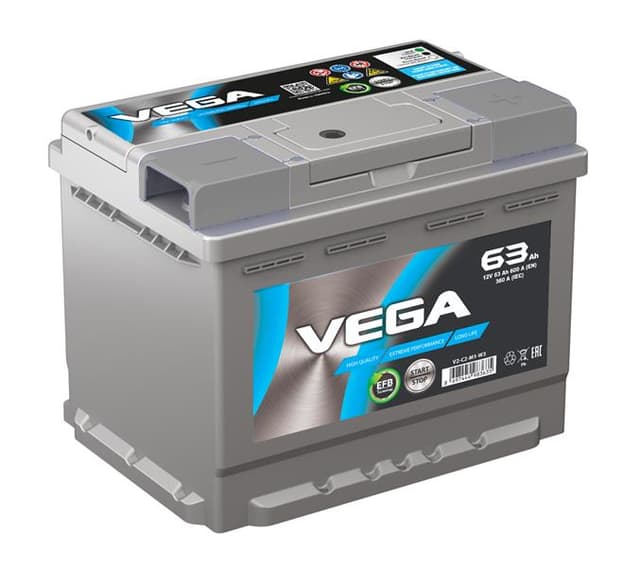 VEGA- AKÜ 63 Ah START STOP EFB L2T 175x242x190  - VEGA 506374101307 kodlu oto yedek parça