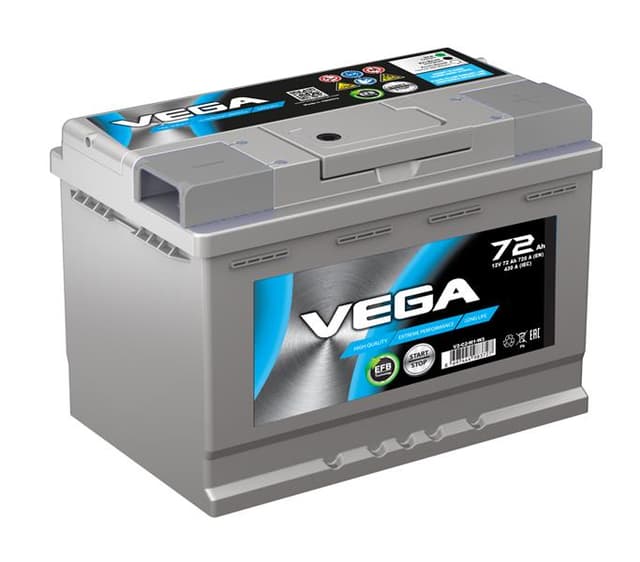 VEGA- AKÜ 72 Ah START STOP EFB L3 175x278x190 - VEGA 507274100109 kodlu oto yedek parça