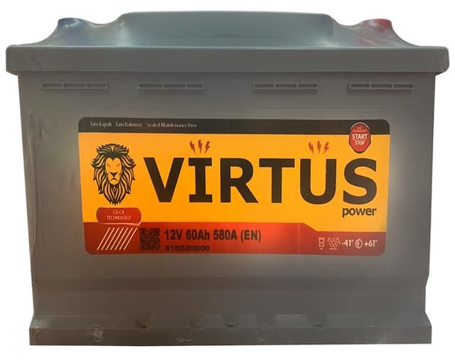 VIRTUS AKÜ 12 V 60 Ah. START STOP EFB-L2 KUTU 275x175x190  - VIRTUS V516D20D00 kodlu oto yedek parça