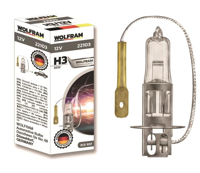 WOLFRAM AMPUL 12V H3 55 PK22s STANDART IŞIK 64151  - WOLFRAM 22103 kodlu oto yedek parça