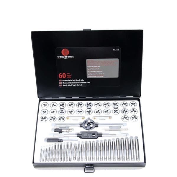 WORLDFORCE KILAVUZ PAFTA SETİ METRİK-İNÇ 60 PARÇA GARAJ EKİPMANLARI HIRDAVAT - WORLDFORCE 11376 kodlu oto yedek parça