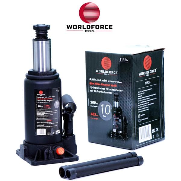 WORLDFORCE HİDROLİK ŞİŞE KRİKOSU 10 TON 200-405MM GARAJ EKİPMANLARI HIRDAVAT  - WORLDFORCE 11556 kodlu oto yedek parça