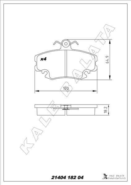 KALE-BALATA ÖN BALATA DACIA LOGAN 04 SANDERO 08 TWİNGO II 07 1.4-1.6-1.5dCi OEM: 6001547911-410602192R-7701207066 - KALE 21404 182 04 ANS KD13 kodlu oto yedek parça
