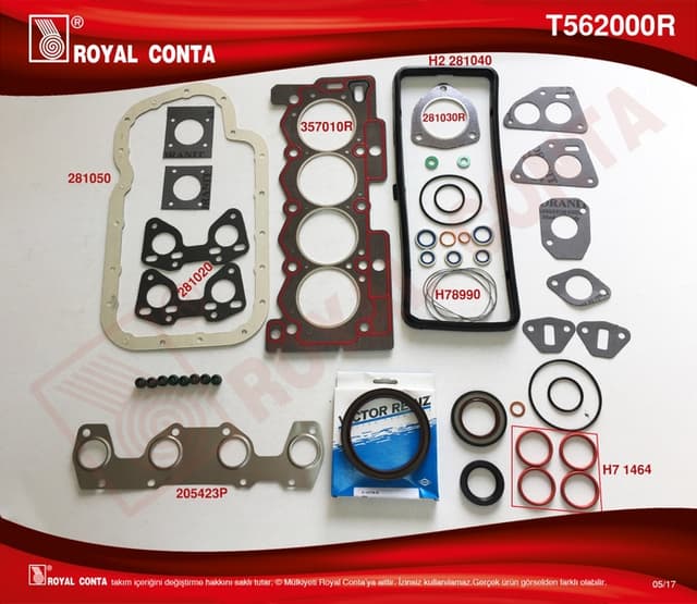ROYAL MOTOR TAKIM CONTA REINZ KEÇELİ S.LASTİKLİ P207 1.4 TU3A 06 > P106-P205-P206-P306-P307 TU3JP 1.4  - ROYAL T562000R kodlu oto yedek parça