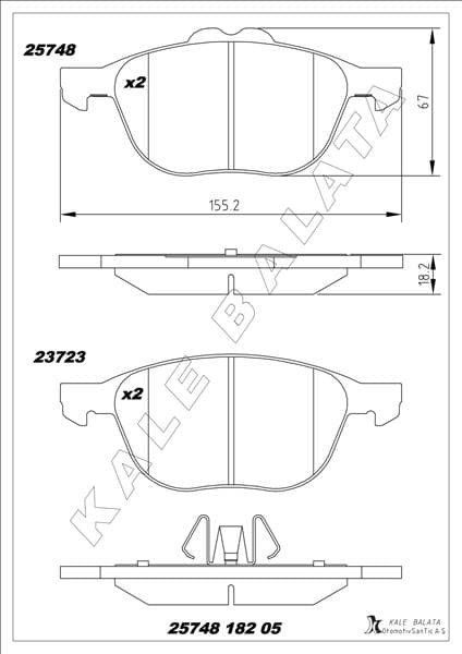KALE-BALATA ÖN BALATA TRANSİT/TOURNEO CONNECT-KUGA II 13 OEM: CV612K021BA-2076355-CV612001CD - KALE 25748 182 05 ANS KD13 kodlu oto yedek parça