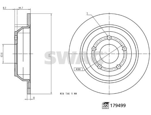 SWAG ARKA FREN DISK AYNA FORD PUMA 19 FEBI 179499 OEM: 2413300-L1TC2A315AA - SWAG 33104934 kodlu oto yedek parça