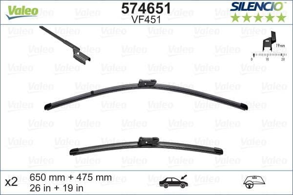 VALEO SİLECEK 650/480cm x2 FLATBLADE-MUZ TİPİ VM451 FORD MONDEO IV 07 VOLVO C70 06 OEM: 7S71S17528AA-1537084-31276070 - VALEO 574651 kodlu oto yedek parça