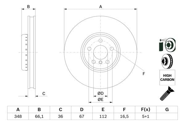 BOSCH FREN DISKI ON SAG BMW G20 G22 G30 G32 G11 G12 G15 G16 G01 G02 G05 G07 Z4 iX I20 YUKSEK KARBONLU KAPLAMALI OEM: 34116860912-34106880076 - BOSCH 0986479F59 kodlu oto yedek parça