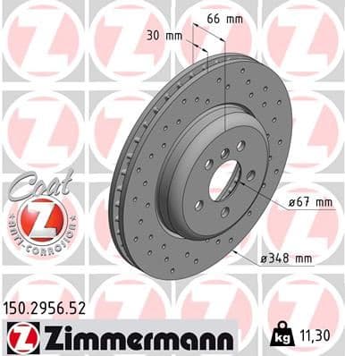 ZIMMERMANN FREN DISKI ON BMW G30 F90 G31 G32 G11 G12 DELIKLI OEM: 34116860909 - ZIMMERMANN 150.2956.52 kodlu oto yedek parça