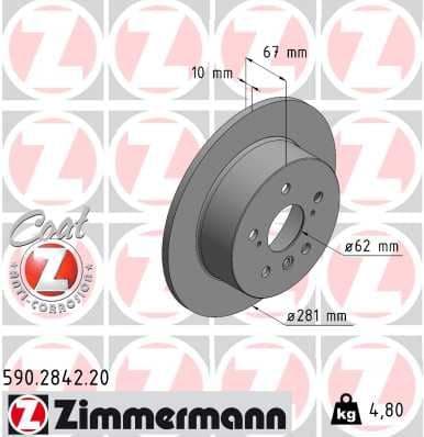 ZIMMERMANN ARKA FREN AYNASI CAMRY 06 0986479C21-986479R06-DF6176 4243133130 OEM: 4243133130 - ZIMMERMANN 590.2842.20 kodlu oto yedek parça