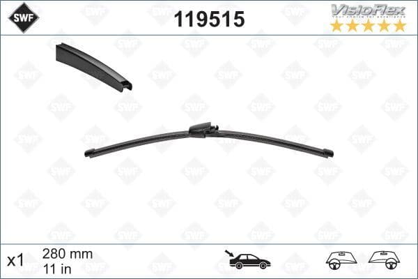 VALEO SWF VisioFlex Flat Blade X1 280 mm ARKA VW PASSAT 6 Variant 05 - POLO 5 TDI/ GTI Ltd Editio OEM: 3C9955425 - VALEO 119515 kodlu oto yedek parça