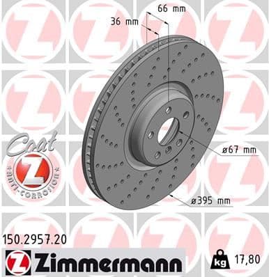 ZIMMERMANN FREN AYNASI ON SOL BMW G30 G11 X6 G06 34106887657 OEM: 34106887657 - ZIMMERMANN 150.2957.20 kodlu oto yedek parça