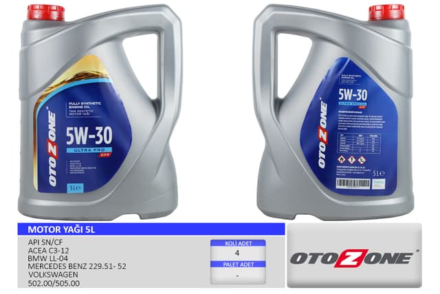 OTOZONE MOTOR YAĞI 5W30 5 LT ULTRA PARTİKÜLLÜ-DPF TAM SENTETİK API SN/CF OEM: 5W30-93165557 - OTOZONE CYAG2135 kodlu oto yedek parça