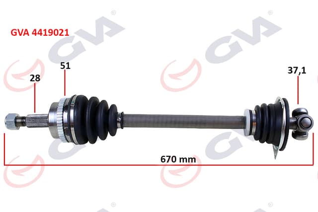 GVA AKS KOMPLE SOL RENAULT MASTER II 98 06 OPEL MOVANO A 98 01 1.9dCi 2.2dCi 2.5dCi 2.8dCi 51DİŞ 670mm OEM: 7700102998-8200052428-8200178618 - GVA 4419021 kodlu oto yedek parça
