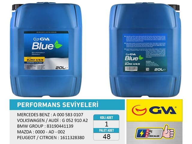GVA GVA BLUE SIVISI 20 LT EURO 4-5 / BİNEK EURO 6 OEM: OSM99920 - GVA 9931113 kodlu oto yedek parça