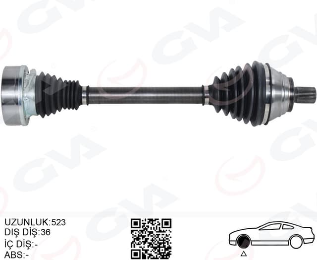 GVA AKS ÖN SOL GOLF PLUS 1.9TDI 05- GOLF V 1.9TDI 03- GOLF VI 2.0TDI 08- TORURAN 1.9TDI 03- OEM: 5Q0407271BP-5Q0407451X - GVA 4475093 kodlu oto yedek parça