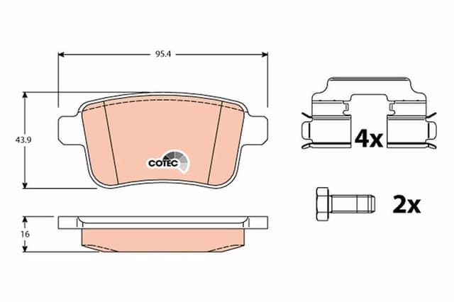 TRW FREN BALATASI ARKA MERCEDES CITAN W415 12 . RENAULT KANGOO II 09 OEM: A4154210410-440604876R - TRW GDB1786 kodlu oto yedek parça