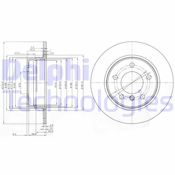 DELPHI FREN DISKI ARKA BMW E81 E87 OEM: 34216855001 - DELPHI BG3948C kodlu oto yedek parça