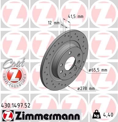 ZIMMERMANN ARKA FREN AYNASI VECTRA C 02 SIGNUM 03 SAAB 9.3 02 CROMA 05 278x12x5DL DOLU 569115-9156785-51799235-95526639 OEM: 569115-9156785-51799235-95526639 - ZIMMERMANN 430.1497.52 kodlu oto yedek parça