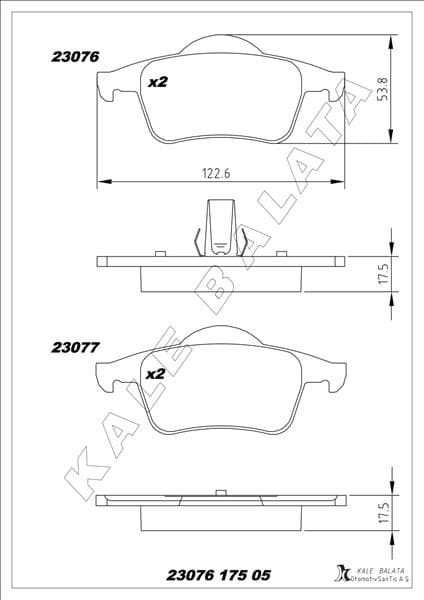 KALE-BALATA ARKA BALATA VOLVO S60 2000-2010 S80 1998-2006 V70 97-07 XC70 97-07 S70 97-00 OEM: 272399-274334-8634925-WVA23075 - KALE 23076 175 05 MSH KD11 kodlu oto yedek parça