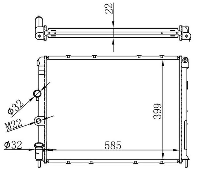 ORIS RADYATÖR BRAZİNG MGN I 95-99 SCENIC 00-03 1.6-2.0İ-1.9DTI AC MEK 585x388x26 OEM: 7701352605-7700838133 - ORIS BRN027022 kodlu oto yedek parça