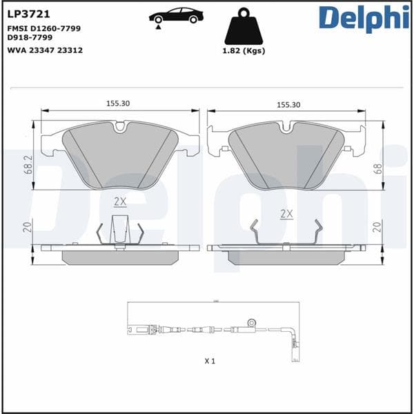 DELPHI FREN BALATASI ON BMW E60 E61 E63 E64 E65 E66 OEM: 34116794915 - DELPHI LP3721 kodlu oto yedek parça