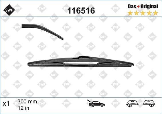 VALEO SİLECEK SWF 30cm x1 ARKA FOCUS III 11 FIESTA 06 QASHQAI 07 SECENIC III 09 YARIS SAAB OEM: 1462914-9882007000-852420D020 - VALEO 116516 kodlu oto yedek parça