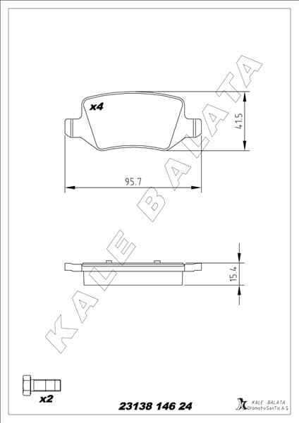 KALE-BALATA FREN BALATASI ARKA MERCEDES W168 W169 W245 W414 OEM: A1684200420 - KALE 23138 146 24 MSH KD11 kodlu oto yedek parça